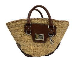 Cesta, Paja/Piel, Beige/Marron, 3*